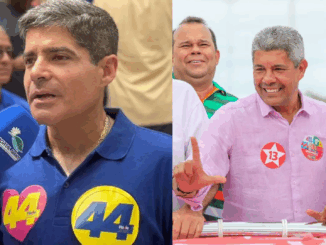 Jerônimo Rodrigues e ACM Neto lado a lado em montagem fotográfica, representando os principais concorrentes ao governo da Bahia em 2026 segundo pesquisa.