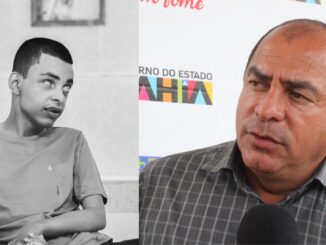 Montagem mostra o prefeito de Esplanada, Nandinho da Serraria, e seu filho Jhon, que faleceu aos 28 anos, gerando luto oficial na cidade.