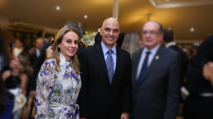 Ministro Alexandre de Moraes e sua esposa Viviane Barci juntos, sancionado pelos EUA pela Lei Magnitsky.