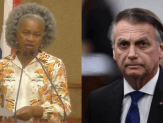 Montagem mostra a deputada Olívia Santana discursando na Assembleia Legislativa da Bahia ao lado do ex-presidente Jair Bolsonaro em evento oficial.